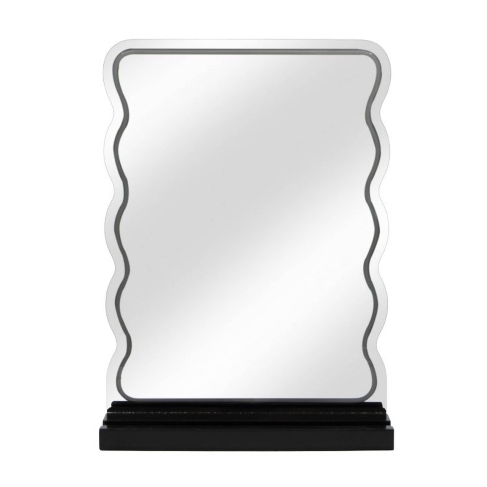 NEW VIEW NWT wavy led plug in vanity mirror w/ phone holder